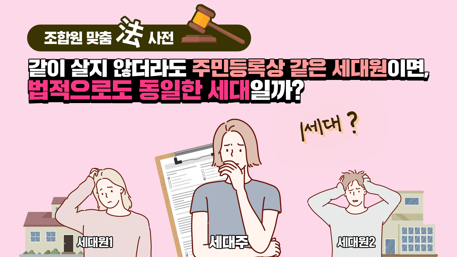 조합원 맞춤法 사전 ㊷ – 같이 살지 않더라도 주민등록상 같은 세대원이면, 법적으로도 동일한 세대일까?